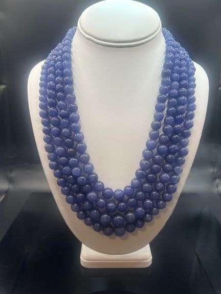 Beautiful Large1146 Cttw Natural Mined From The Earth 4 Strand Blue Sapphire Necklace