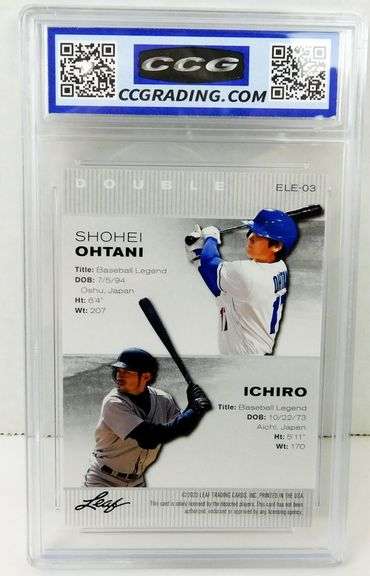 Shohei Ohtani & Ichiro Leaf Double Baseball Card, 10 Gem Mint