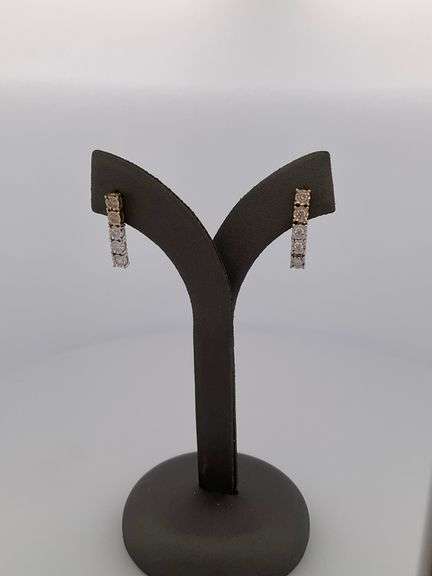 brand new 14k white and yellow diamond drop earrings