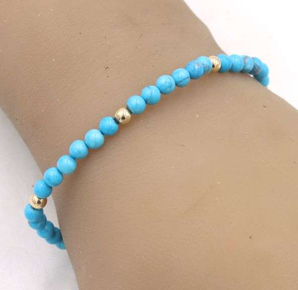 Turquoise and gold bead bracelet