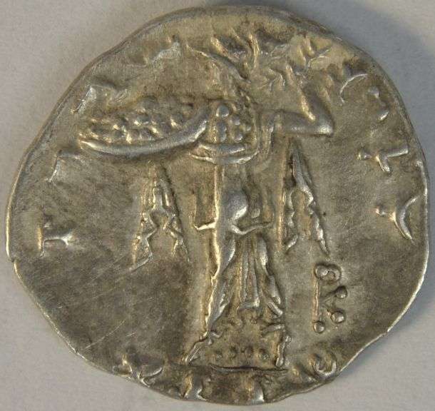 Great Near Mint Bactria Silver Drachm of Menander from 160-145 BC