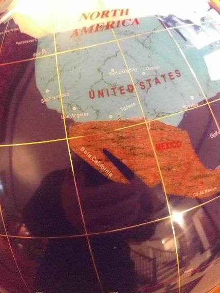 21-Inch Blue Lapis Gemstone World Globe with Gold Tripod