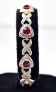 Gorgeous Red Stone Link Bracelet in Sterling Silver 21.3grams