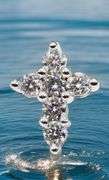 Sparkling 14 Kt White Gold Plated Simulated Diamond Cross Pendant