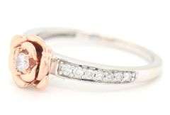 10kt White gold Disney 2-tone 1/5ctw diamond Belle rose ring