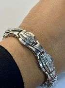14K White Gold Round Brilliant Cut Diamond Bracelet