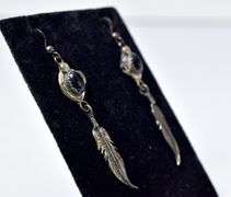 Black Onyx Gemstone Dangle Earrings in Sterling Silver