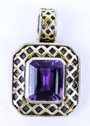 Sterling & 14K Gold Amethyst Enhancer Pendant