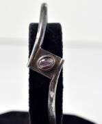 Purple Cat's Eye Gemstone Bangle Bracelet in Sterling Silver