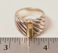 Wide Band Ring with 18k Gold accent in Sterling Silver 15.6grams Size 6 3/4