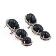 14K WHITE GOLD BLUE SAPPHIRE AND DIAMOND EARRINGS 45.69 C.T.W.