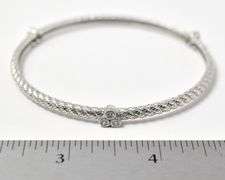 Solid Bangle with Small Gemstones in Sterling Silver 14grams