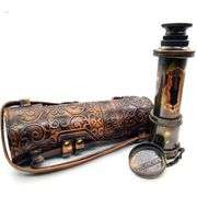 Brass Telescope with Black Antique Finish in Leather Case