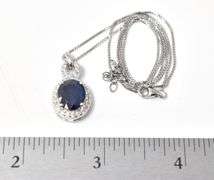Genuine Stone Sapphire Necklace in Sterling Silver 5.7grams 18inch