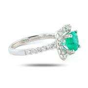 18K WHITE GOLD EMERALD AND DIAMOND RING 1.89 C.T.W.