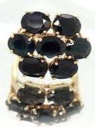 14kt Yellow gold oval black onyx cluster ring