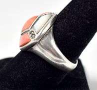 Spiny Oyster, Mother of Pearl and Marcasite Gemstone Ring in Sterling Silver