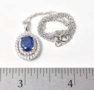 Blue Stone Necklace with Accent Gems in Sterling Silver 3grams 18inch