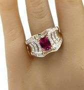 14kt Yellow gold 1.50ctw pink tourmaline and diamond wide band