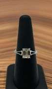14 Kt White Gold Plated 2.25 Ct Emerald Cut Moissanite Ring