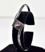 Purple Cat's Eye Gemstone Bangle Bracelet in Sterling Silver