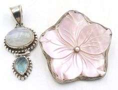 Group lot of 2 Vintage 925 sterling silver pendants