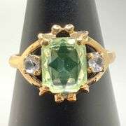 10kt Yellow Gold Green and Clear Topaz Cocktail Ring