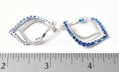 Curved Teardrop Blue Stone Dangle Earrings in Sterling Silver 5.5grams