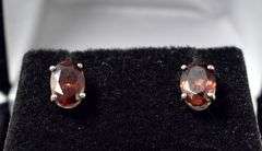 Red Garnet Gemstone Stud Earrings in Sterling Silver 1.4grams