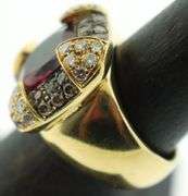 Extremely Fine quality Spressartite Garnet 18k Yellow Gold Cushion Ring with Diamond Studs