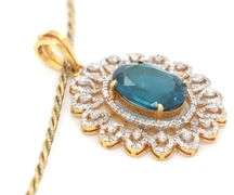 Absolutely Ravishing 14K Yellow Gold Over Sterling Silver 5.20CTS Blue Sapphire & 1.90CTW Diamond Ne