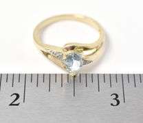 Darling 10K Yellow Gold Blue Topaz Gemstone and Diamond Ring
