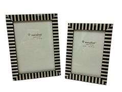 Two Italian Natalini Striped Black and White Wooden Frames