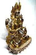 Two Tone Antique Green Tara Buddha Statue