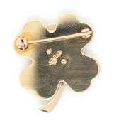 Lucky 14K Four Leaf Clover Brooch with Diamond
