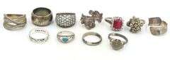 Group lot of Vintage 925 sterling silver rings