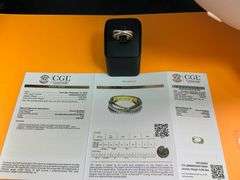 CERTIFIED 14K WHITE AND YELLOW GOLD DIAMOND OVERLAP BAND / RING