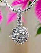 14 K White Gold Plate Dazzling 2 Ct VVs1 White Ice Blue Fire Moissanite Necklace Pendant w/chain