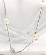 Frederic Duclos pearl and sterling silver station necklace