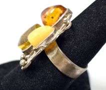 Unique Multi-Colored Stone Ring in Sterling Silver 8.7grams Size 8.5