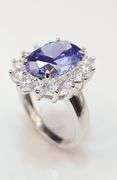 Dazzling 18 Kt White Gold Plate Huge 6.75 Ct VVs1 Lab Simulated Violet Blue Tanzanite Ring