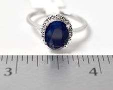 Genuine Sapphire Oval Ring in Sterling Silver 2.7grams Size 8.5
