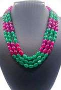 Beautiful 605.5 Cttw Mined From The Earth 3 Strand Natural Ruby and Emerald Necklace.