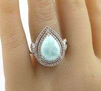 925 Sterling silver pear shaped stone and cubic zirconia ring