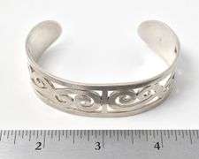 Wide Cuff Bracelet with Swirl Pattern in Sterling Silver 40.2grams