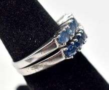 Set of Blue Sapphire Gemstones Rings in Sterling Silver 6.4grams Size 6 3/4