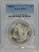 Premium Quality Gem BU 1880-S Morgan Silver Dollar. PCGS MS65