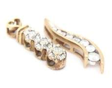 Lot of 2 10kt Yellow gold diamond bar pendants