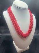 Beautiful 446 Cttw. Mined From The Earth 3 Strand Natural Red Ruby Necklace.