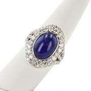14K WHITE GOLD TANZANITE AND DIAMOND RING 10.57 C.T.W.